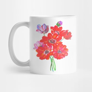 A Posy Of Wild Red And Lilac Anemone Coronaria Isolated Mug